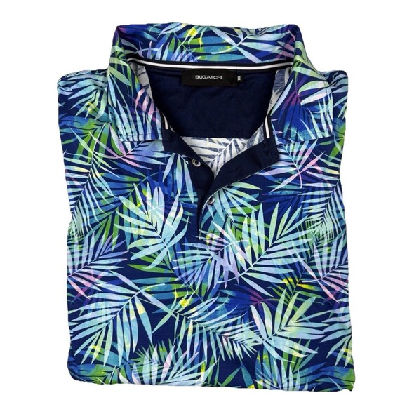 Bugatchi Other - Bugatchi Golf Polo Shirt‎ Men's XXL Blue Palm Leaf